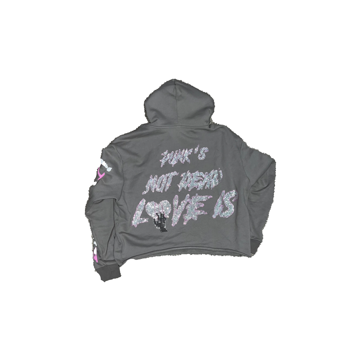 PUNK GIRLS Cropped Hoodie Grey