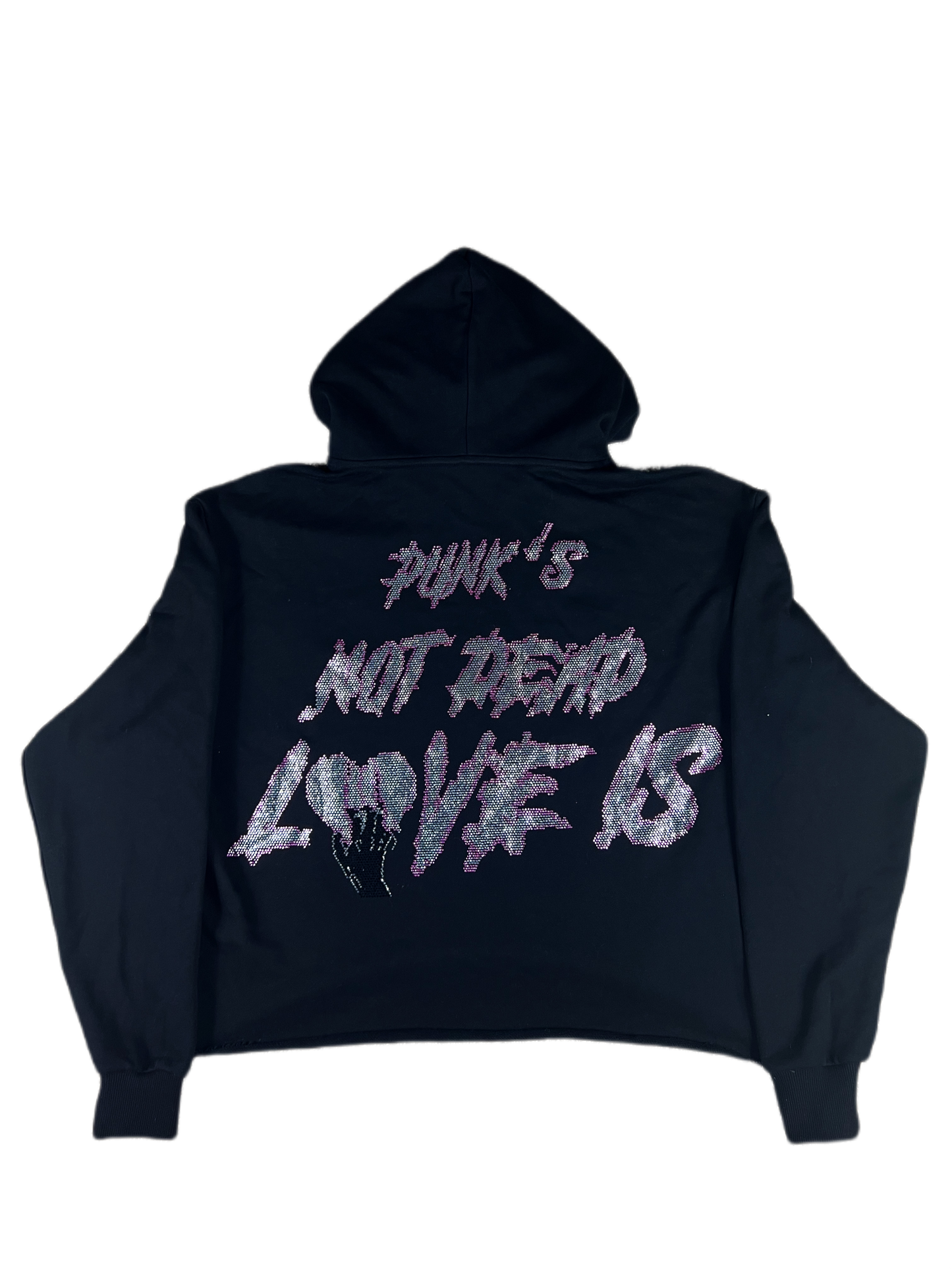 PUNK GIRLS Cropped Hoodie Black