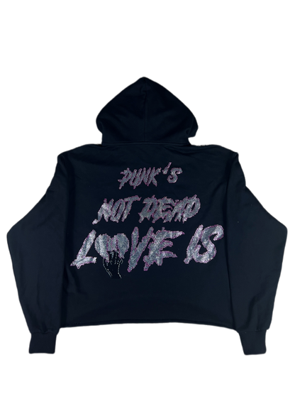 PUNK GIRLS Cropped Hoodie Black