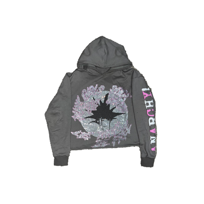 PUNK GIRLS Cropped Hoodie Grey