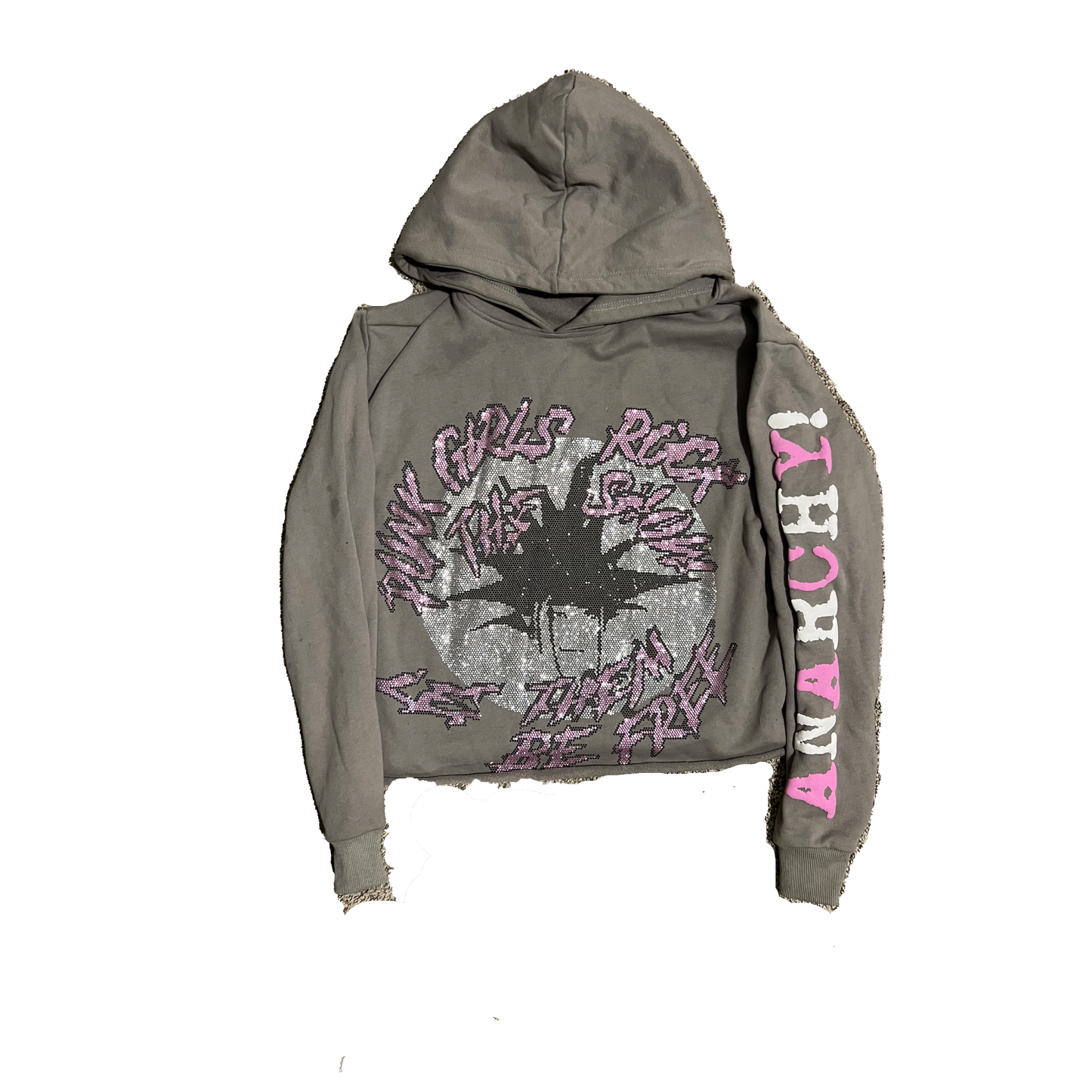 PUNK GIRLS Cropped Hoodie Grey