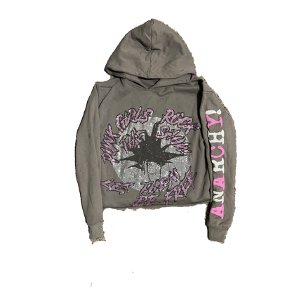 PUNK GIRLS Cropped Hoodie Grey